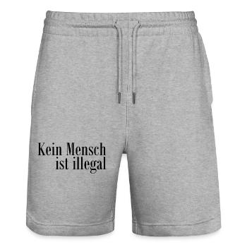 Kein Mensch ist illegal - Migration - Illegalität - Stanley/Stella Unisex Bio Joggingshorts Trainer  - Grau meliert - Vorne - Nik (191cm) & Marisol (170cm)
