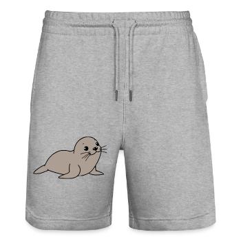 Cadeau T-shirt Seal Seal Allemagne du Nord - Short de jogging bio TRAINER Stanley/Stella unisexe - gris chiné - Devant - Nik (191cm) & Marisol (170cm)