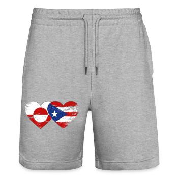 Groenland_Costa_Rica_Flagge_Herz_used - Short de jogging bio TRAINER Stanley/Stella unisexe - gris chiné - Devant - Nik (191cm) & Marisol (170cm)