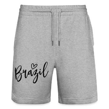 Les femmes du cœur du Brésil aiment le Brésil - Short de jogging bio TRAINER Stanley/Stella unisexe - gris chiné - Devant - Nik (191cm) & Marisol (170cm)