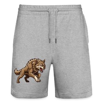Lone Wolf Alpha - Stanley/Stella Unisex Bio Joggingshorts Trainer  - Grau meliert - Vorne - Nik (191cm) & Marisol (170cm)