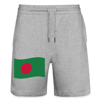 Drapeau du Bangladesh - Short de jogging bio TRAINER Stanley/Stella unisexe - gris chiné - Devant - Nik (191cm) & Marisol (170cm)