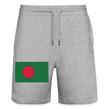 Drapeau du Bangladesh - Short de jogging bio TRAINER Stanley/Stella unisexe - gris chiné - Devant - Nik (191cm) & Marisol (170cm)