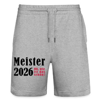 Meister 2026 Oh wie ist das schön - Stanley/Stella Unisex Bio Joggingshorts Trainer  - Grau meliert - Vorne - Nik (191cm) & Marisol (170cm)