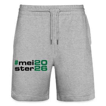 Meister 2026 Meisterschaft - Stanley/Stella Unisex Bio Joggingshorts Trainer  - Grau meliert - Vorne - Nik (191cm) & Marisol (170cm)