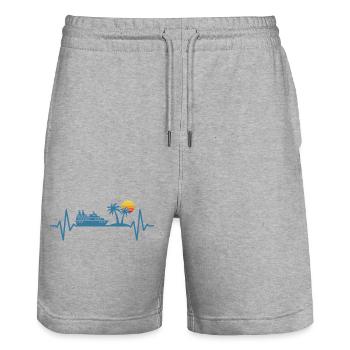 Croisière Heartbeat Croisière Vacances en bateau - Short de jogging bio TRAINER Stanley/Stella unisexe - gris chiné - Devant - Nik (191cm) & Marisol (170cm)