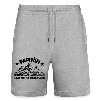 Papitän et ses partisans - Caravane - Stau - Short de jogging bio TRAINER Stanley/Stella unisexe - gris chiné - Devant - Nik (191cm) & Marisol (170cm)