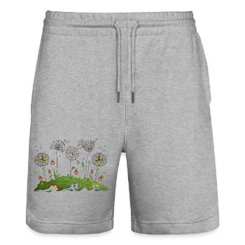 Fleur - Short de jogging bio TRAINER Stanley/Stella unisexe - gris chiné - Devant - Nik (191cm) & Marisol (170cm)