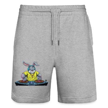 DJ Easter Egg Party Disco Music Rave Easter Bunny - Stanley/Stella Trainer Unisex Organic Jogging Shorts - heather grey - Front - Nik (191cm) & Marisol (170cm)