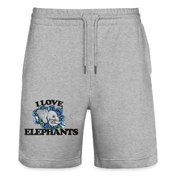 I Love Elephants and Blue Roses - Stanley/Stella Trainer Unisex Organic Jogging Shorts - heather grey - Front - Nik (191cm) & Marisol (170cm)