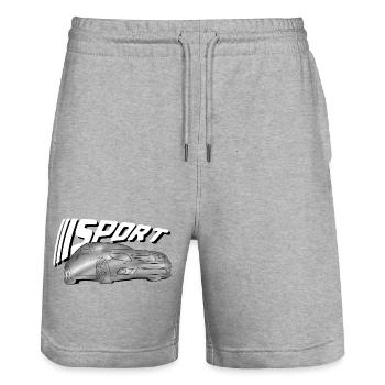 Glänzendes Sportauto Print - Stanley/Stella Unisex Bio Joggingshorts Trainer  - Grau meliert - Vorne - Nik (191cm) & Marisol (170cm)