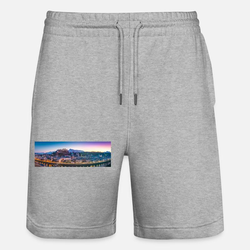 Panorama de Salzbourg en soirée - Short de jogging bio TRAINER Stanley/Stella unisexe - gris chiné
