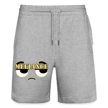 MÉFIANCE. - Short de jogging bio TRAINER Stanley/Stella unisexe - gris chiné - Devant - Nik (191cm) & Marisol (170cm)