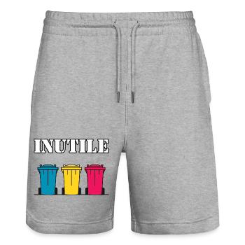 INUTILE - Short de jogging bio TRAINER Stanley/Stella unisexe - gris chiné - Devant - Nik (191cm) & Marisol (170cm)