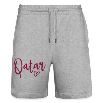 Qatar Heart Women’s Love Qatar - Short de jogging bio TRAINER Stanley/Stella unisexe - gris chiné - Devant - Nik (191cm) & Marisol (170cm)
