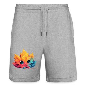 Kunterbuntes Herbstblatt Kawaii - Stanley/Stella Unisex Bio Joggingshorts Trainer  - Grau meliert - Vorne - Nik (191cm) & Marisol (170cm)