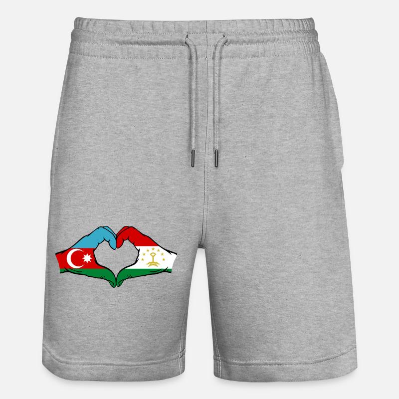 Cœur du drapeau du Tadjikistan d’Azerbaïdjan - Short de jogging bio TRAINER Stanley/Stella unisexe - gris chiné