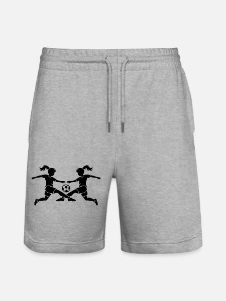 Fussball Mädels Team Logo - Stanley/Stella Unisex Bio Joggingshorts Trainer  - Grau meliert