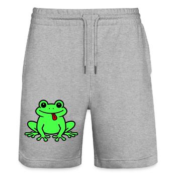 Kröte Comic Frosch - Stanley/Stella Unisex Bio Joggingshorts Trainer  - Grau meliert - Vorne - Nik (191cm) & Marisol (170cm)