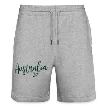 Australia Heart Women's Love Australia - Stanley/Stella Trainer Unisex Organic Jogging Shorts - heather grey - Front - Nik (191cm) & Marisol (170cm)