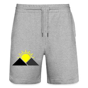 Paysage des montagnes Sun - Short de jogging bio TRAINER Stanley/Stella unisexe - gris chiné - Devant - Nik (191cm) & Marisol (170cm)