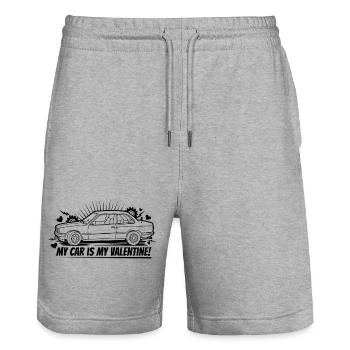 Mein Auto ist mein Valentinsschatz Valentingstag - Stanley/Stella Unisex Bio Joggingshorts Trainer  - Grau meliert - Vorne - Nik (191cm) & Marisol (170cm)