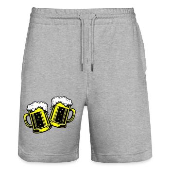 Toast de bière verre - Short de jogging bio TRAINER Stanley/Stella unisexe - gris chiné - Devant - Nik (191cm) & Marisol (170cm)
