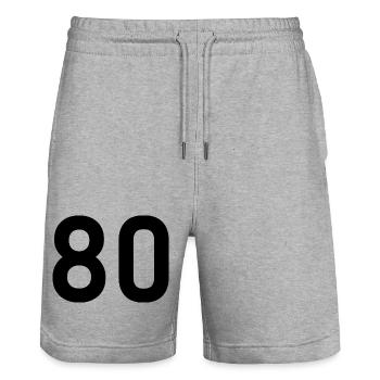 80. 80 JAHRE. 80. JUBILÄUM. 80-JAHRES-JUBILÄUM. - Stanley/Stella Unisex Bio Joggingshorts Trainer  - Grau meliert - Vorne - Nik (191cm) & Marisol (170cm)