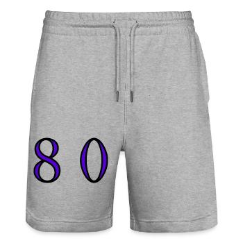80. 80 JAHRE. 80. JUBILÄUM. 80-JAHRES-JUBILÄUM. - Stanley/Stella Unisex Bio Joggingshorts Trainer  - Grau meliert - Vorne - Nik (191cm) & Marisol (170cm)