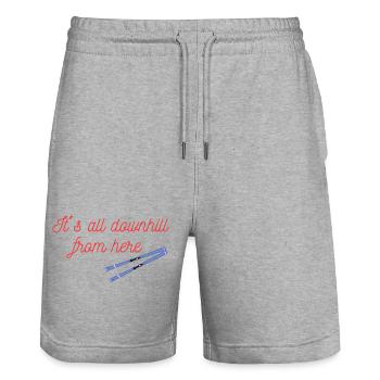 Von hier aus Ski Abfahrt - Stanley/Stella Unisex Bio Joggingshorts Trainer  - Grau meliert - Vorne - Nik (191cm) & Marisol (170cm)