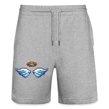 Retro Pixel Art Angel Wings and Halo - Stanley/Stella Unisex Bio Joggingshorts Trainer  - Grau meliert - Vorne - Nik (191cm) & Marisol (170cm)
