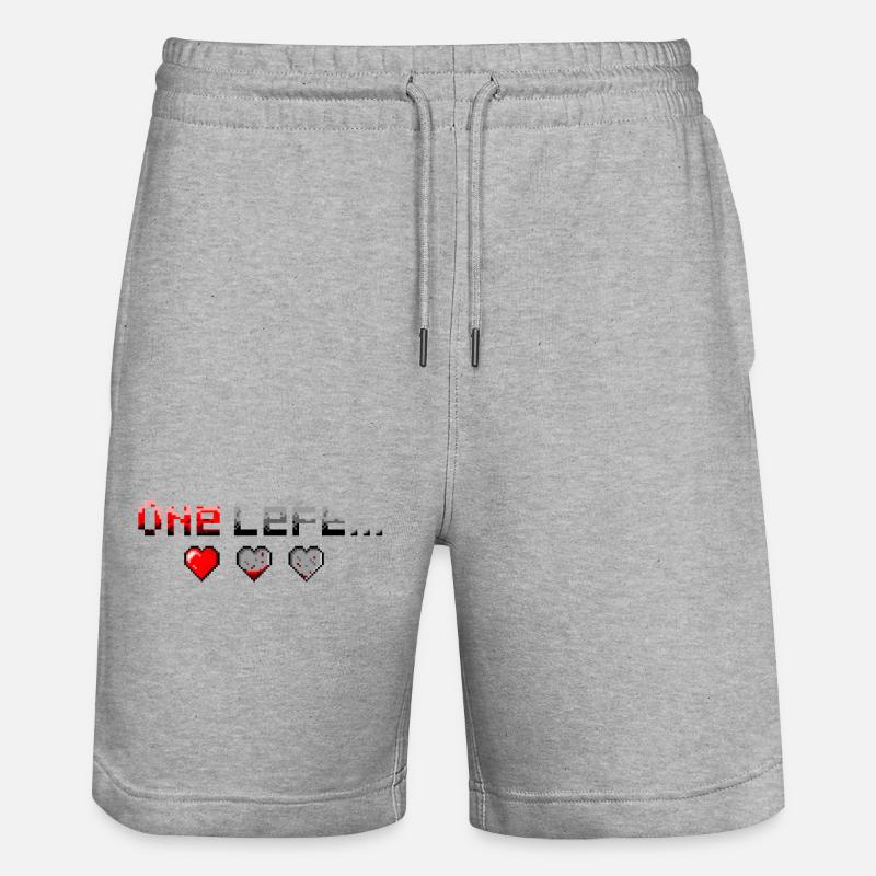 Pixel Art One Heart Left - Stanley/Stella Unisex Bio Joggingshorts Trainer  - Grau meliert