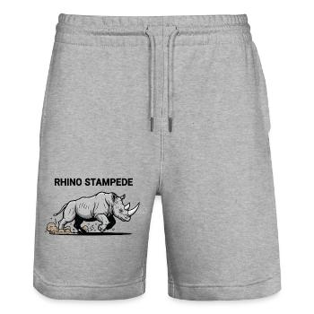 Nashorn-Stampede Wildnashorn - Stanley/Stella Unisex Bio Joggingshorts Trainer  - Grau meliert - Vorne - Nik (191cm) & Marisol (170cm)