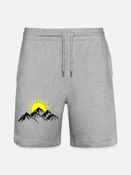 Mountains Sun Nature - Stanley/Stella Trainer Unisex Organic Jogging Shorts - heather grey