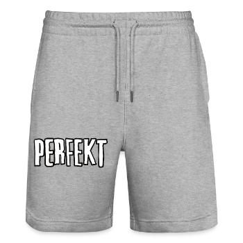 PERFECT Uppercase Typo Imperfect - Stanley/Stella Trainer Unisex Organic Jogging Shorts - heather grey - Front - Nik (191cm) & Marisol (170cm)