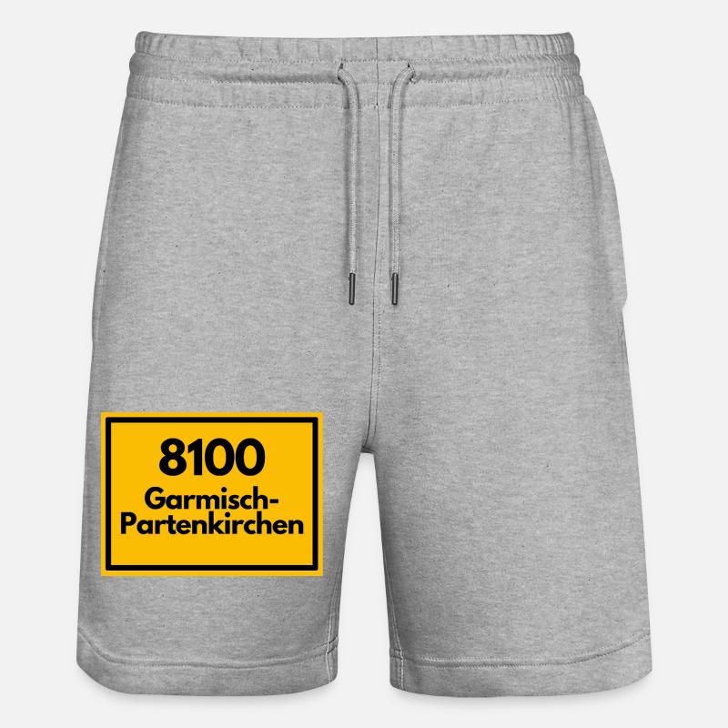 OLD POSTCODE POSTCODE 8100 GARMISCH-PARTENKIRCHEN - Stanley/Stella Trainer Unisex Organic Jogging Shorts - heather grey