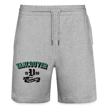 Vancouver Original Style Arch Tee - Stanley/Stella Trainer Unisex Organic Jogging Shorts - heather grey - Front - Nik (191cm) & Marisol (170cm)