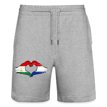 Drapeau du Pays-Bas du Tadjikistan Mains en forme de cœur - Short de jogging bio TRAINER Stanley/Stella unisexe - gris chiné - Devant - Nik (191cm) & Marisol (170cm)