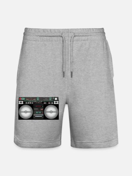 Retro Boombox Cassette Neon - Stanley/Stella Trainer Unisex Organic Jogging Shorts - heather grey