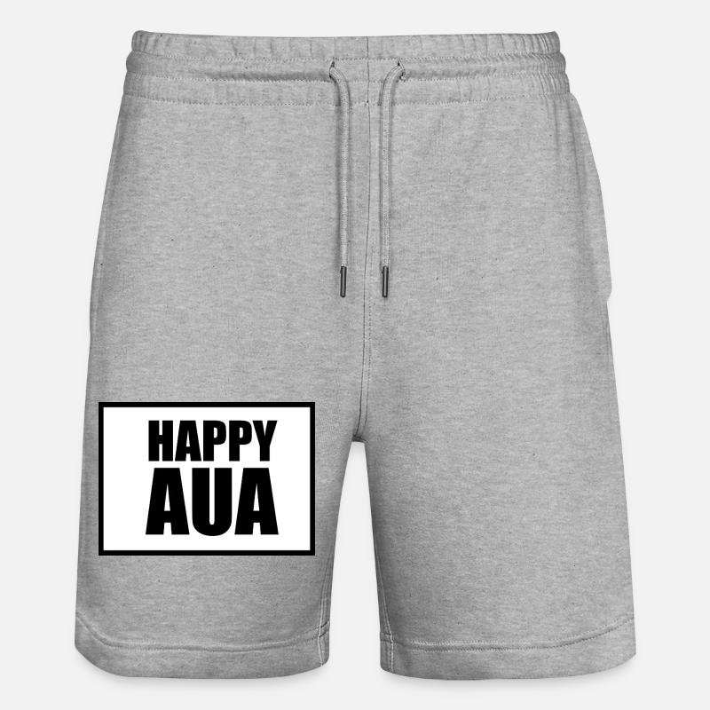 Happy AUA Typography Design - Short de jogging bio TRAINER Stanley/Stella unisexe - gris chiné