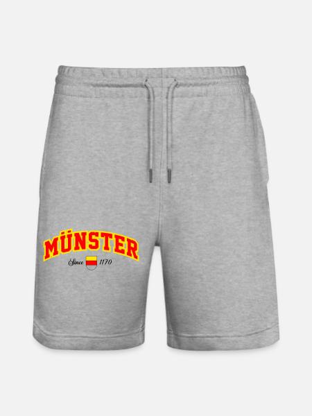 Münster City Lettering Banner - Stanley/Stella Trainer Unisex Organic Jogging Shorts - heather grey