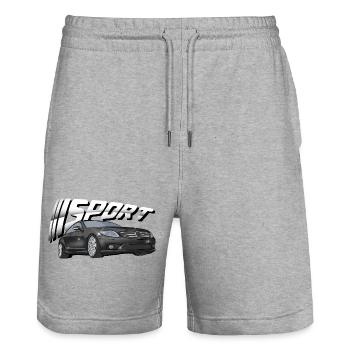 Black glossy sports car cls - Stanley/Stella Trainer Unisex Organic Jogging Shorts - heather grey - Front - Nik (191cm) & Marisol (170cm)