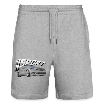 Silberner Sportwagen mit Schriftzug  - Stanley/Stella Unisex Bio Joggingshorts Trainer  - Grau meliert - Vorne - Nik (191cm) & Marisol (170cm)
