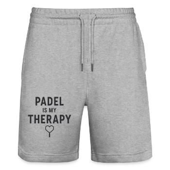 Padel is my Therapy Athlete Passion Style - Stanley/Stella Trainer Unisex Organic Jogging Shorts - heather grey - Front - Nik (191cm) & Marisol (170cm)