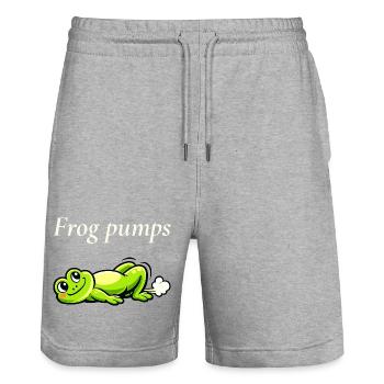 Frog Pumps lustiger Frosch Spruch - Stanley/Stella Unisex Bio Joggingshorts Trainer  - Grau meliert - Vorne - Nik (191cm) & Marisol (170cm)