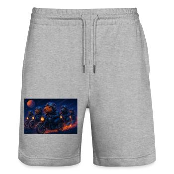 RockyZoo14 - Stanley/Stella Trainer Unisex Organic Jogging Shorts - heather grey - Front - Nik (191cm) & Marisol (170cm)