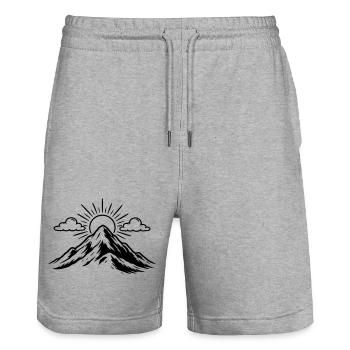 Mountains Nature Landscape Icon - Stanley/Stella Trainer Unisex Organic Jogging Shorts - heather grey - Front - Nik (191cm) & Marisol (170cm)