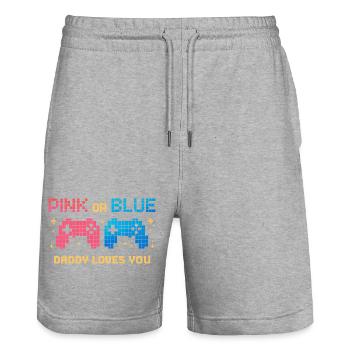 Pink or Blue Pixel Controller - Stanley/Stella Unisex Bio Joggingshorts Trainer  - Grau meliert - Vorne - Nik (191cm) & Marisol (170cm)