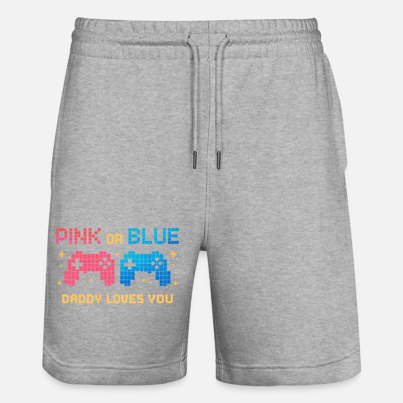 Pink or Blue Pixel Controller - Stanley/Stella Unisex Bio Joggingshorts Trainer  - Grau meliert
