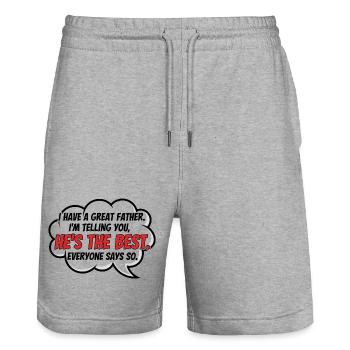 Beste Papa Geschenk Der Welt Für Besten Papa - Stanley/Stella Unisex Bio Joggingshorts Trainer  - Grau meliert - Vorne - Nik (191cm) & Marisol (170cm)